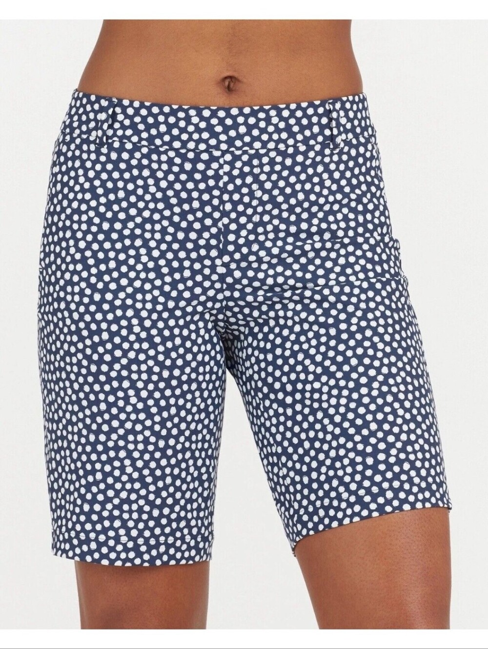 NEW Spanx Sunshine Shorts Bermuda 10" Navy Painted Dot